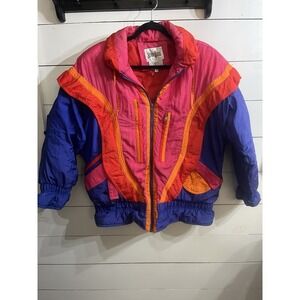 Vintage Neiman Marcus Ski Jacket Coat Sz M Puffer Zip 80s 90s Pink Purple